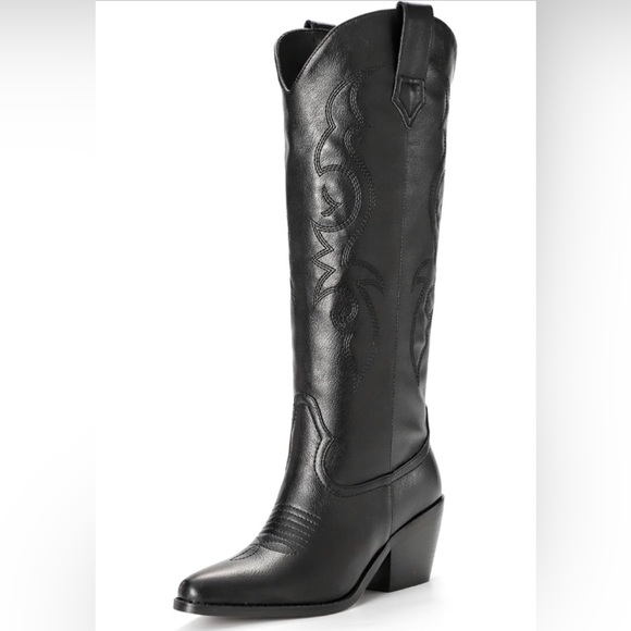 Platikly White Cowboy Boots For Women - Wide Calf Rhinestone Cowgirl Boots Knee High